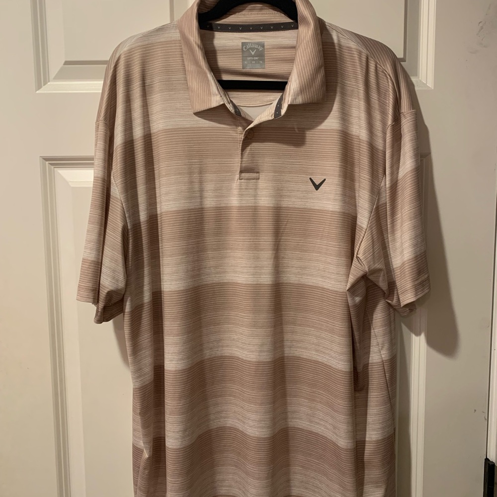 Callaway Men's Polo Shirt - Beige and Brown Stripes